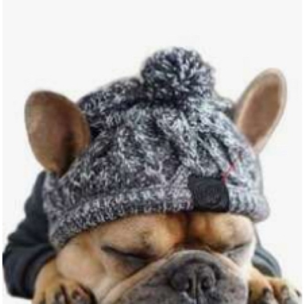 SHEIN Gray Knit Dog Hat with Pom-Pom